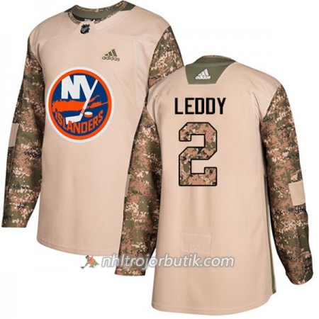 Män Ishockey New York Islanders Tröja Nick Leddy 2 Adidas 2017-2018 Camo Veterans Day Practice Authentic